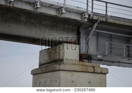 Railway bridge. New rail bridge. Railroad bridge. Rail bridge. Grunge railway bridge. Grunge background.