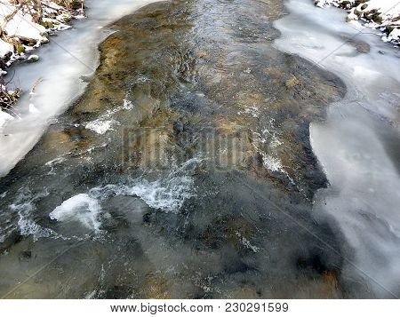 Frozen River In A Forest, Ice - Frozen River In Winter - Big Fatra - Slovakia
