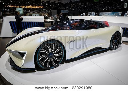 Geneva, Switzerland - March 6, 2018: Techrules Ren Turbine-powered Supercar Showcased At The 88th Ge