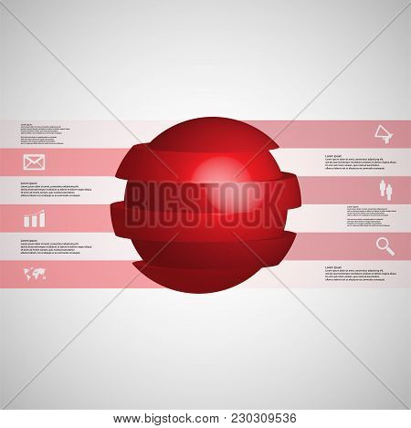 3d Illustration Infographic Template With Motif Of Sliced Ball To Six Brown Parts Which Are Stacked 