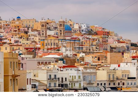 View Of The City Ermoupolis. Greece. Syros Island