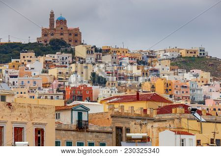 View Of The City Ermoupolis. Greece. Syros Island