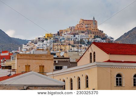 View Of The City Ermoupolis. Greece. Syros Island