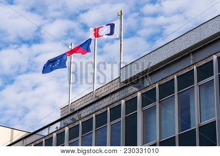 Prague, Czech Republic - March 9 2018: Ceska Televize Public Television Broadcaster Company Logo On