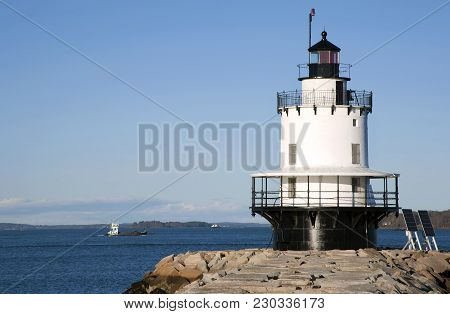 Spring Point Lighthouse Guides Mariners Into Portland Harbor.