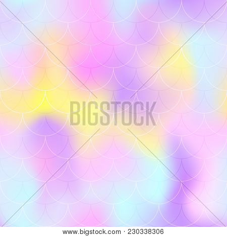 Pink Blue Mermaid Scale Vector Background. Pearl Iridescent Background. Fish Scale Pattern. Seamless