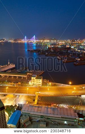 BUSAN, SOUTH KOREA - CIRCA MAY, 2017: view of Busan from Lotte Department Store. Busan, formerly known as Pusan, is South Korea's second most-populous city after Seoul.