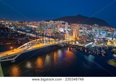 BUSAN, SOUTH KOREA - CIRCA MAY, 2017: view of Busan from Lotte Department Store. Busan, formerly known as Pusan, is South Korea's second most-populous city after Seoul.