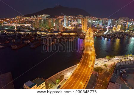 BUSAN, SOUTH KOREA - CIRCA MAY, 2017: view of Busan from Lotte Department Store. Busan, formerly known as Pusan, is South Korea's second most-populous city after Seoul.