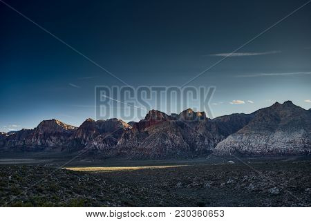 colorful nevada mountains at redrock canyon park near sunset