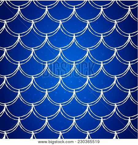 Fish Scale On Trendy Gradient Background. Square Backdrop With Fish Scale Ornament. Bright Color Tra