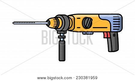 Puncher Construction Electric Tool. Flat Style Icon Of Puncher. Vector Illustration.