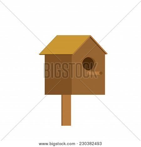 Starling House Is Isolated. House For Birds. Vector Illustration