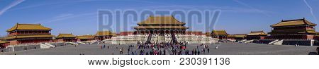 Beijing, China - Mar 1, 2018. Panorama Of Forbidden City Of Beijing, China. Complex Is The Imperial 