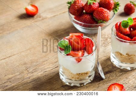 Strawberry Cheesecake In Glasses