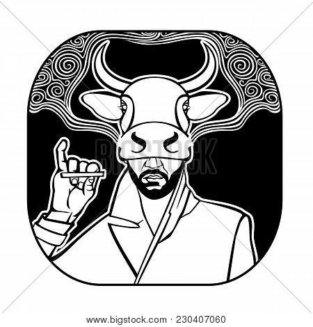 Vector Image Of A Smoking Man In A Cow Mask