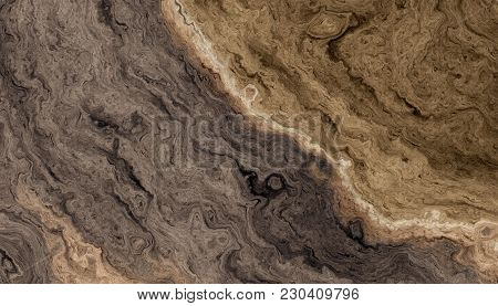 Texture Of Roots Of Tree With Wavy Lines And Age Rings. Abstract Background.