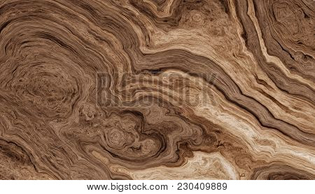 Texture Of Roots Of Tree With Wavy Lines And Age Rings. Abstract Background.