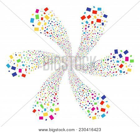 Multicolored Usb Flash Drive Centrifugal Flower Cluster. Psychedelic Whirlpool Created From Random U