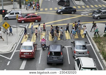 Kuala Lumpur, Malaysia - December 31,2017 : Bukit Bintang Area Is Kuala Lumpur Golden Triangle Comme