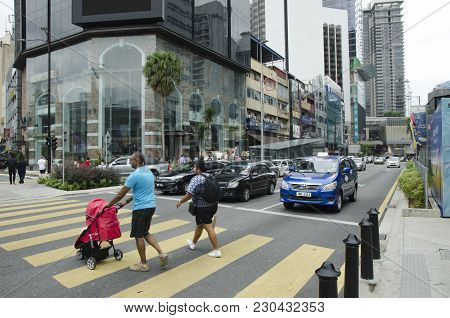Kuala Lumpur, Malaysia - December 31,2017 : Bukit Bintang Area Is Kuala Lumpur Golden Triangle Comme