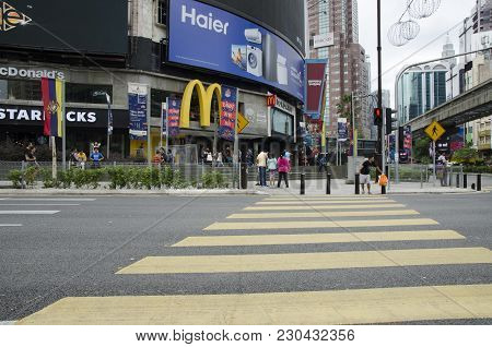 Kuala Lumpur, Malaysia - December 31,2017 : Bukit Bintang Area Is Kuala Lumpur Golden Triangle Comme