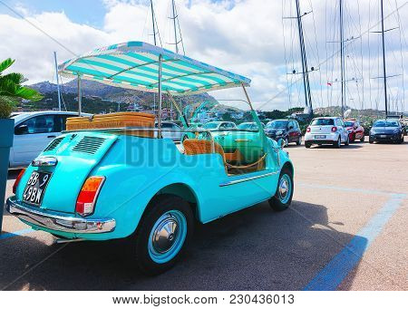 Porto Cervo; Italy - September 11, 2017: Cabriolet Car In Parking At Porto Cervo Resort, Costa Smera