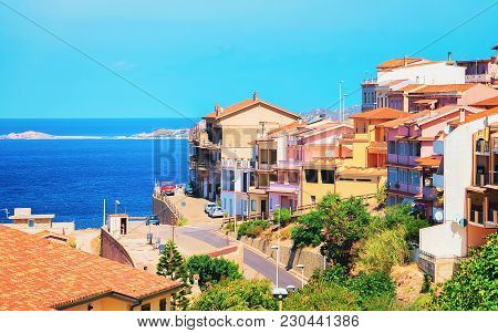 Buggerru City Architecture And The Mediterranean Sea At South Sardinia, Italy