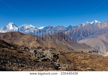 View On The Ranipauwa Village Near Muktinath, Nepal.