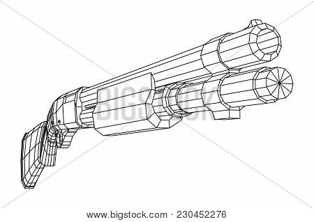 Shotgun Rifle Hunting Carbine Wireframe Low Poly Mesh Vector Illustration