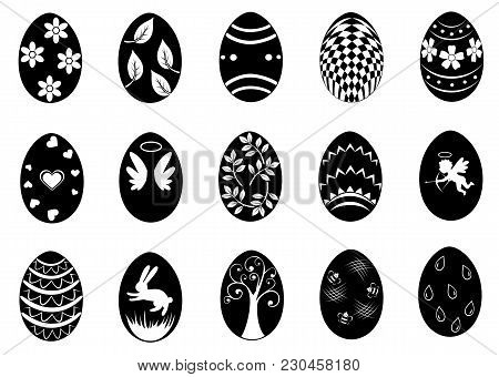 Set Of Easter Eggs With Different Decorations