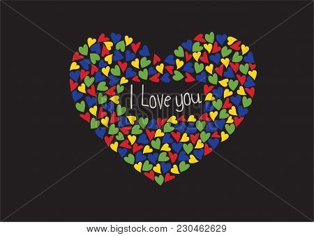 Colorful Heart Design With The Inscription I Love You