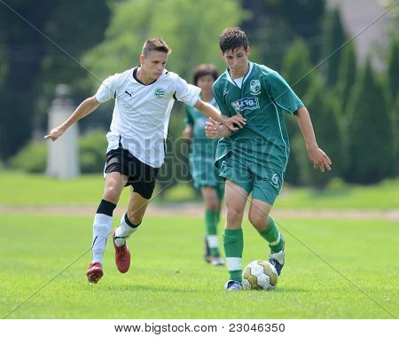 KAPOSVAR, Ungarn - AUGUST 27: Gergely Sandor (i grønt) i aktion på det ungarske nationale Champio
