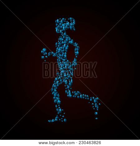 Silhouette Of A Girl From Stones. Stylized Illustration Of Apathy, Depression And Fatigue. Gravity O
