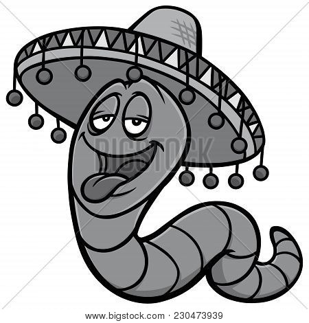 Tequila Worm Illustration - A Vector Cartoon Illustration Of A Tequila Worm Mascot.