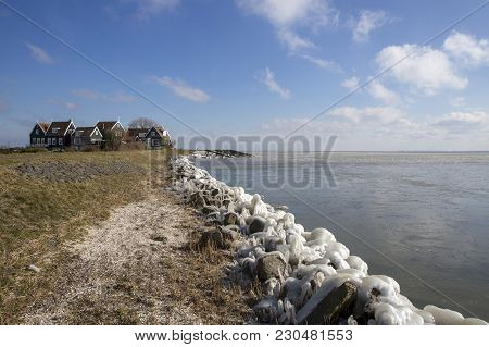 The Village Of Marken With Traditional Houses In Winter