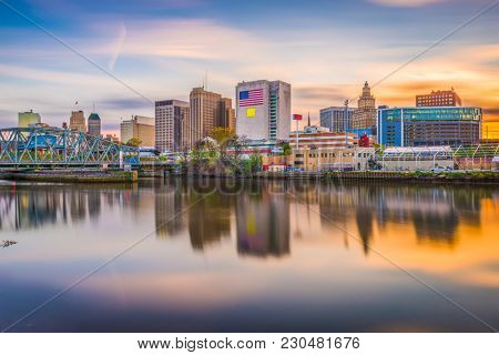 Newark, New Jersey, USA skyline on the Passaic River.