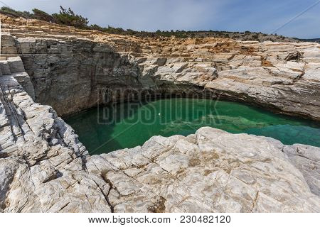 Giola Natural Pool In Thassos Island, East Macedonia And Thrace, Greece
