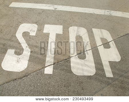 Word Stop On Floor For Cars And Transport