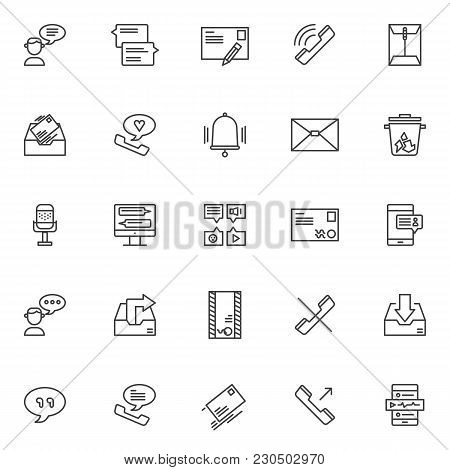Dialogue Outline Icons Set. Linear Style Symbols Collection, Line Signs Pack. Vector Graphics. Set I