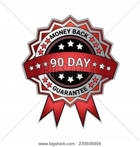 Silver Medal Money Back In 90 Days Guarantee Isolated Template Seal Icon Vector Illustration