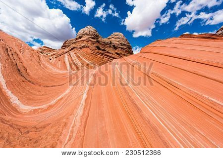 Vivid sandstone formation in Coyote Buttes North. These formations could be seen in Paria Canyon-Vermilion Cliffs Wilderness between the towns of Kanab, Utah and Page, Arizona. USA
