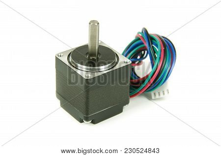 Stepper Motor With Wires And Connector Isolated