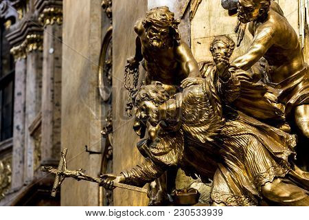 Vienna, Austria - 24 August 2017: The Interior Of The Church Of St. Peter Is A Roman Catholic Paroch