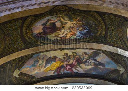 Vienna, Austria - 24 August 2017: The Interior Of The Church Of St. Peter Is A Roman Catholic Paroch