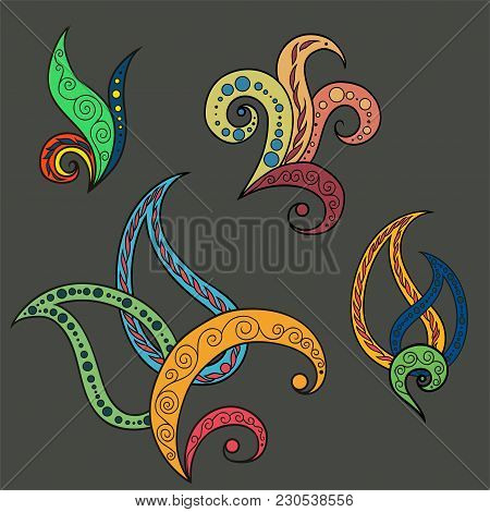Set Of Vector Decorative Elements Rounded Ornament