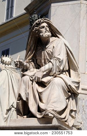 ROME, ITALY - SEPTEMBER 02: Prophet Isaiah by Revelli on the Column of the Immaculate Conception on Piazza Mignanelli in Rome, Italy on September 02, 2016.