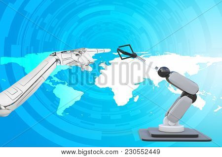 Robot Arm Future Industy Technology Machine Earth Background