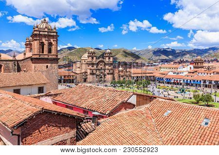 Plaza De Armas Of The City Of Cusco, Peru.