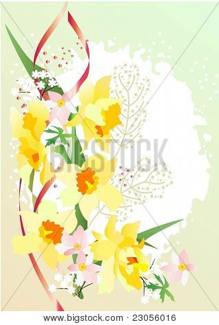 En blomstret backbround med narcissus